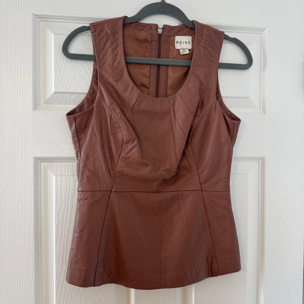 Reiss- Sleeveless Leather Top- sz. 8
